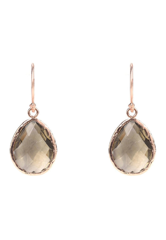 Petite Drop Earrings Smokey Quartz Rosegold