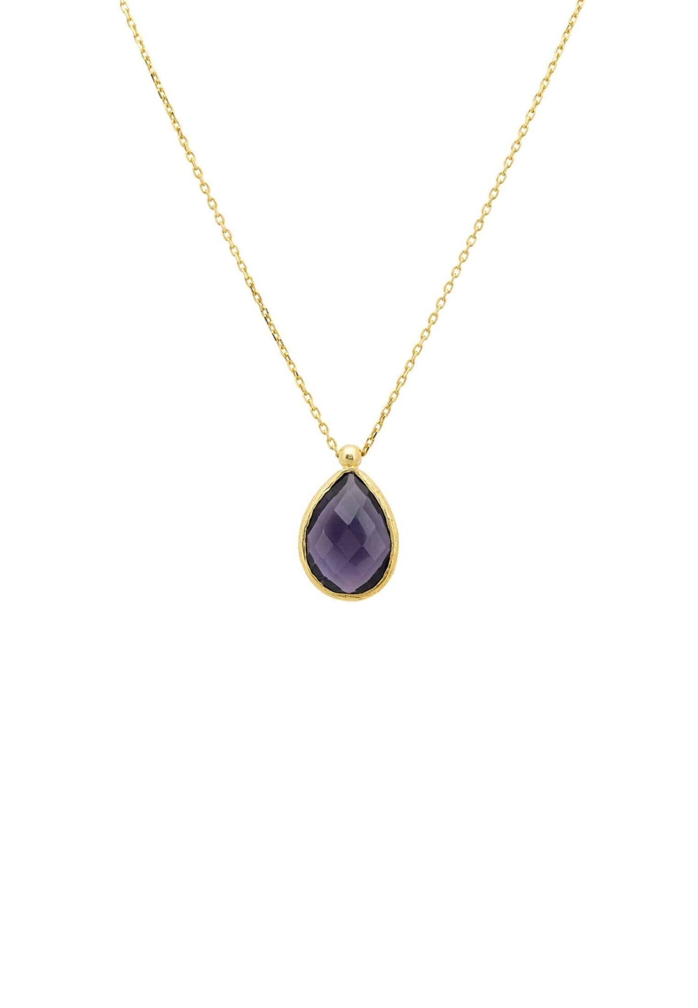 Petite Drop Necklace Gold Amethyst Hydro