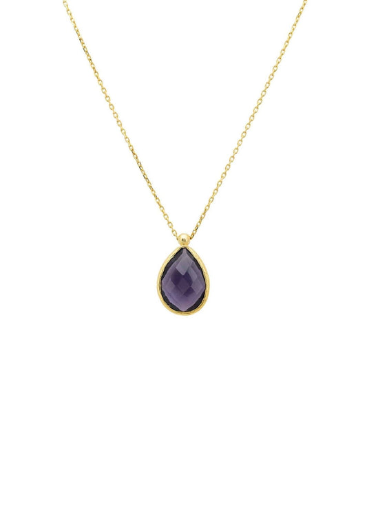 Petite Drop Necklace Gold Amethyst Hydro