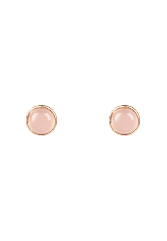 Petite Gemstone Earrings Rosegold Rose Quartz