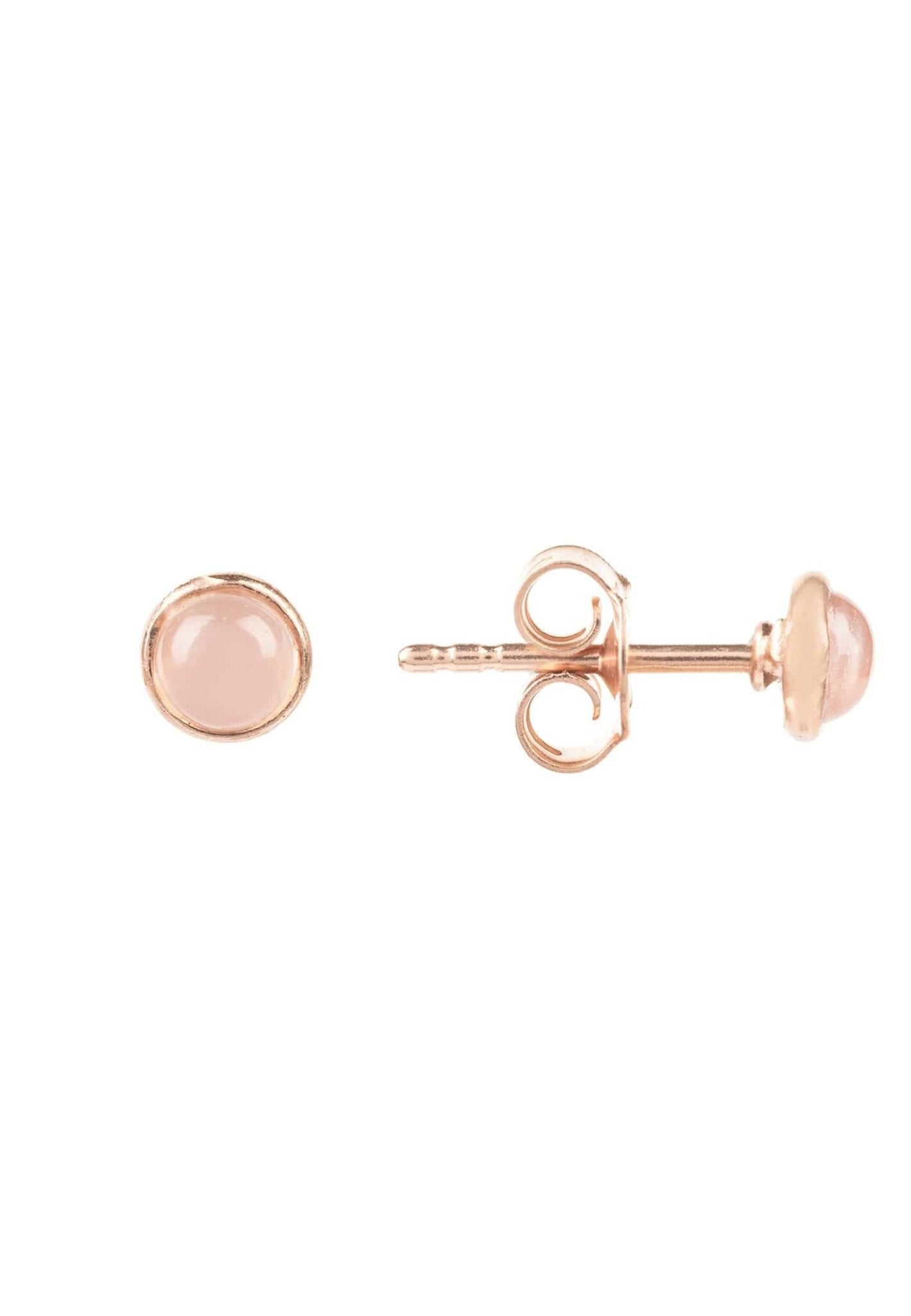 Petite Gemstone Earrings Rosegold Rose Quartz