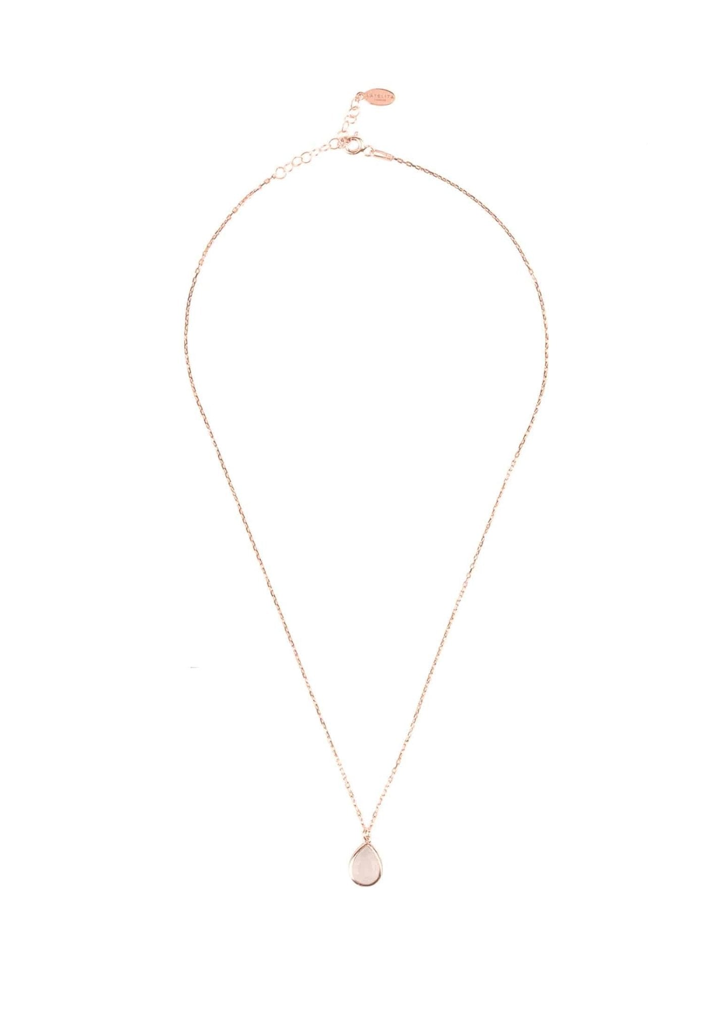 Pisa Mini Teardrop Necklace Rosegold Rose Quartz