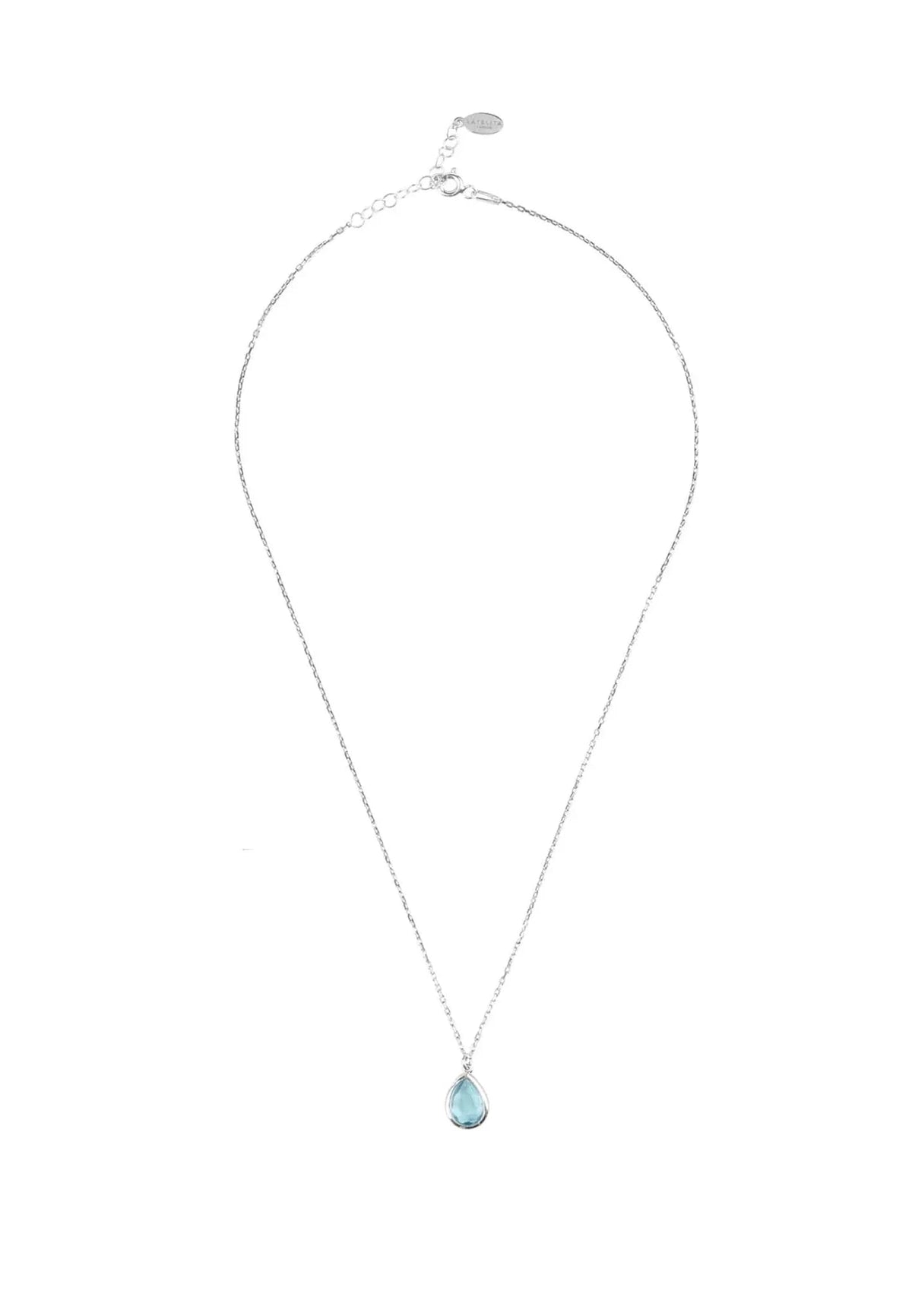 Pisa Mini Teardrop Necklace Silver Blue Topaz
