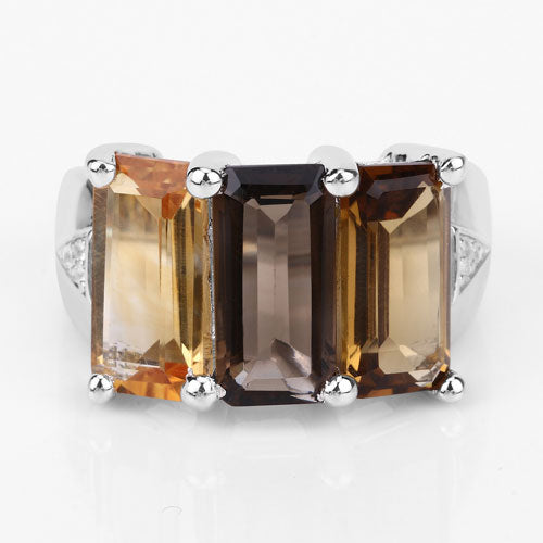 8.17 Carat Genuine Multi Stones .925 Sterling Silver Ring
