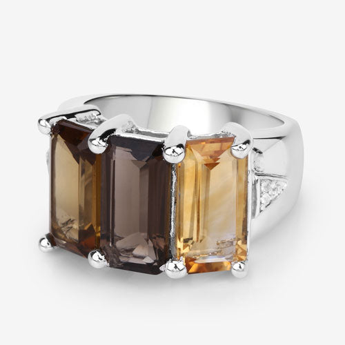 8.17 Carat Genuine Multi Stones .925 Sterling Silver Ring