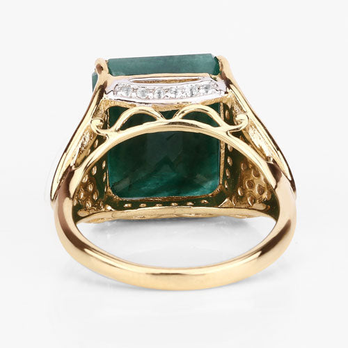 8.70 Carat Dyed Emerald and White Topaz .925 Sterling Silver Ring