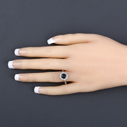 1.34 Carat Genuine Blue Sapphire and White Diamond 10K White Gold Ring