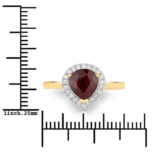 2.19 Carat Genuine Ruby and White Diamond 14K Yellow Gold Ring