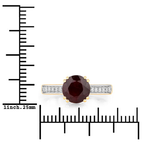 2.20 Carat Genuine Ruby and White Diamond 14K Yellow Gold Ring