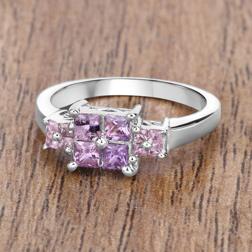 0.96 Carat Genuine Pink Sapphire  .925 Sterling Silver Ring