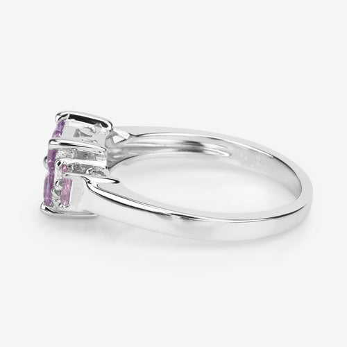 0.96 Carat Genuine Pink Sapphire  .925 Sterling Silver Ring