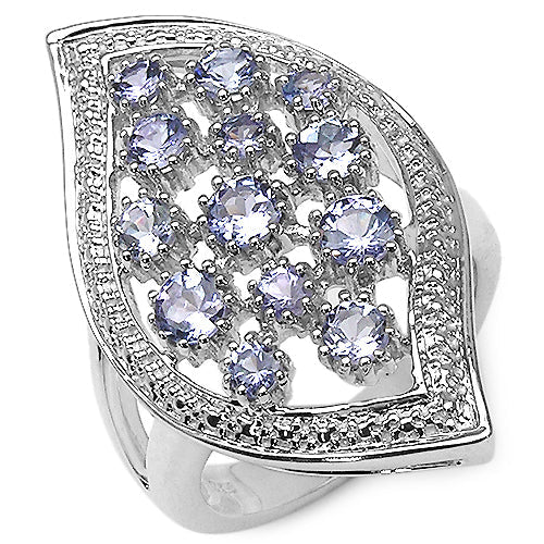 1.47 Carat Genuine Tanzanite .925 Sterling Silver Ring