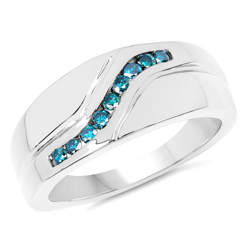 0.27 Carat Genuine Blue Diamond .925 Sterling Silver Ring