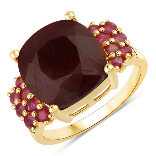 7.88 Carat Dyed Ruby and Ruby .925 Sterling Silver Ring