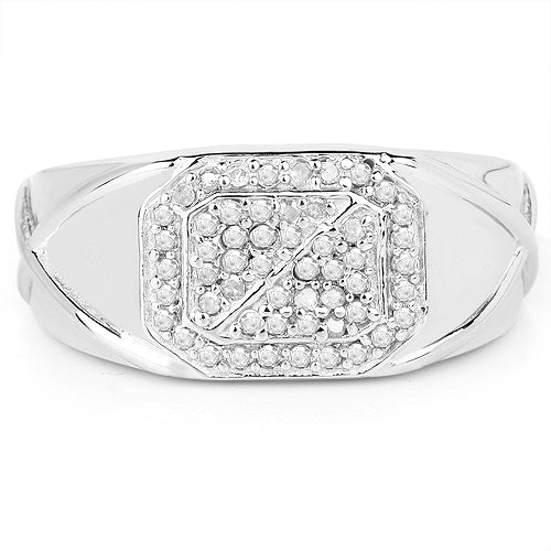 14K White Gold Plated 0.24 Carat Genuine White Diamond .925 Sterling Silver Ring