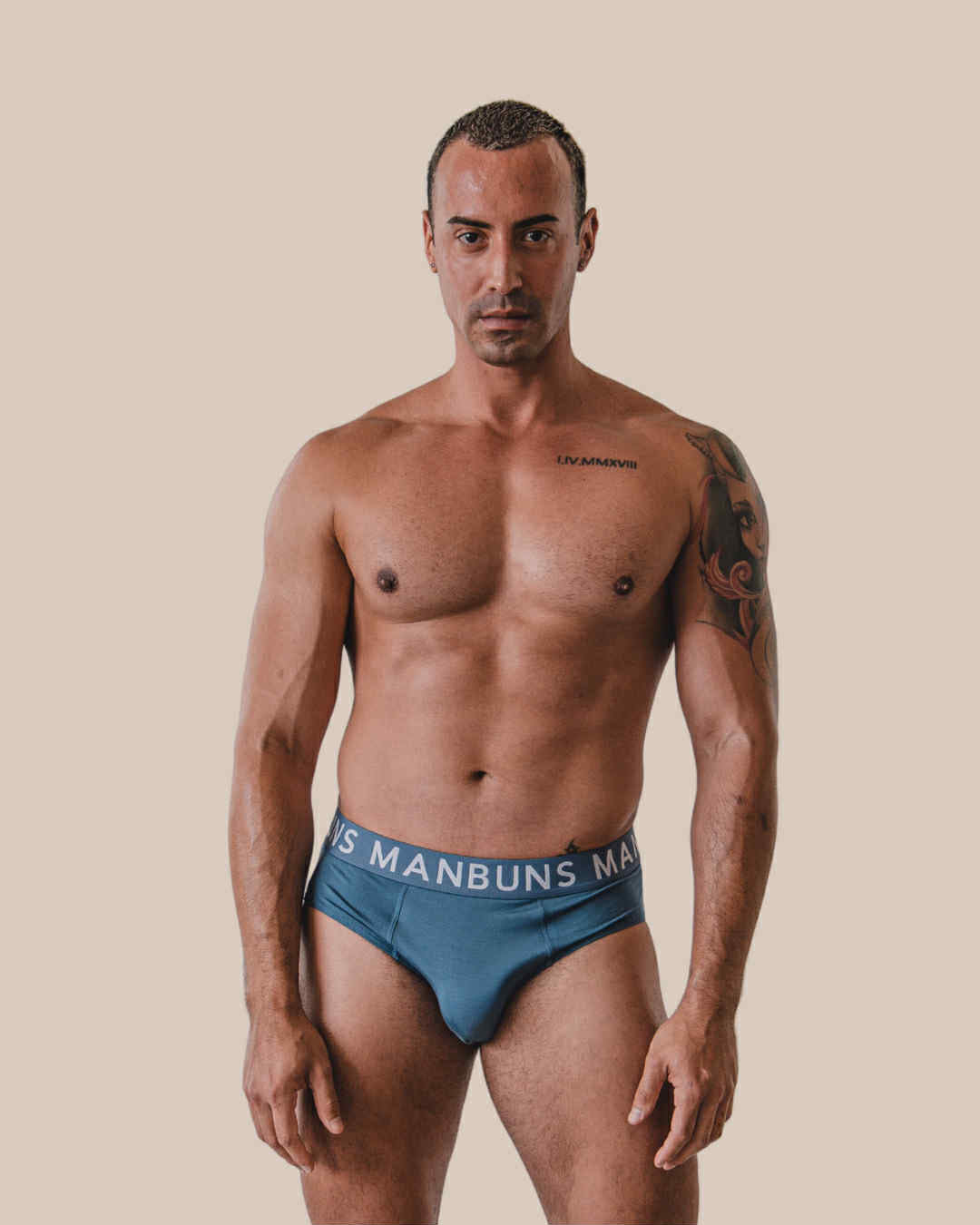 MANBUNS Men's Classic Steel Blue Brief Underwear