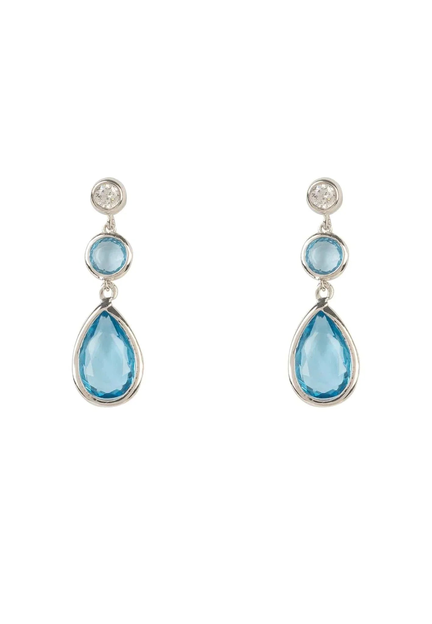Tuscany Gemstone Drop Earring Silver Blue Topaz Hydro