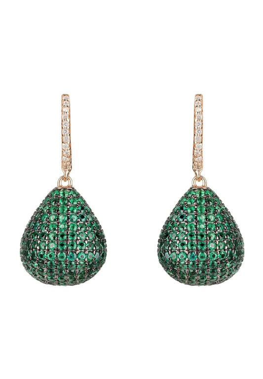 Valerie Pear Drop Gemstone Earring Rosegold Emerald Green