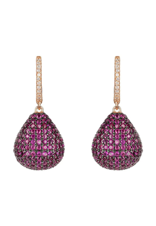 Valerie Pear Drop Gemstone Earring Rosegold Ruby