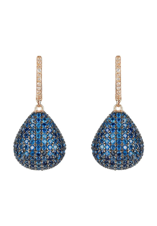 Valerie Pear Drop Gemstone Earring Rosegold Sapphire Blue