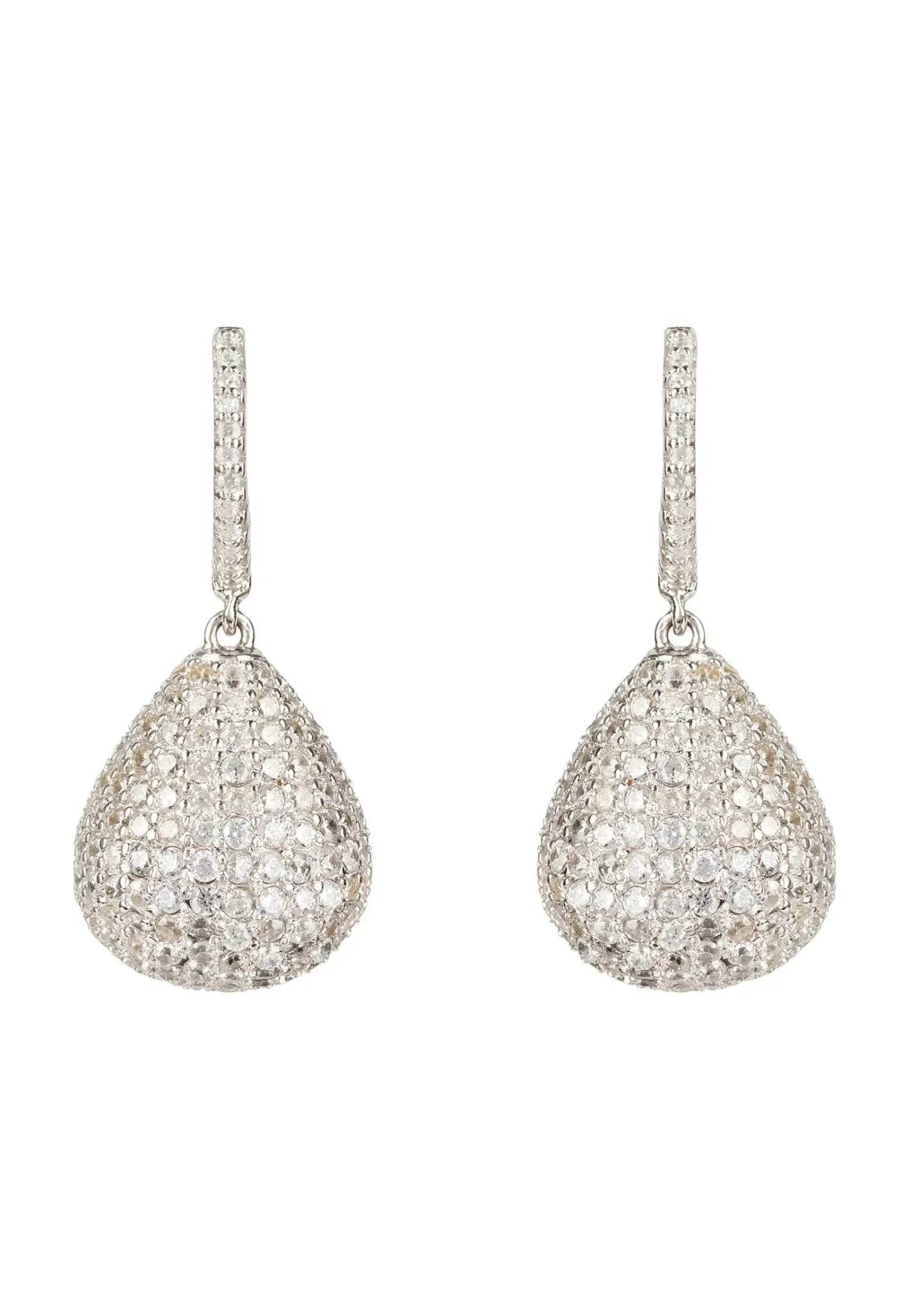 Valerie Pear Drop Gemstone Earrings Silver White Cz