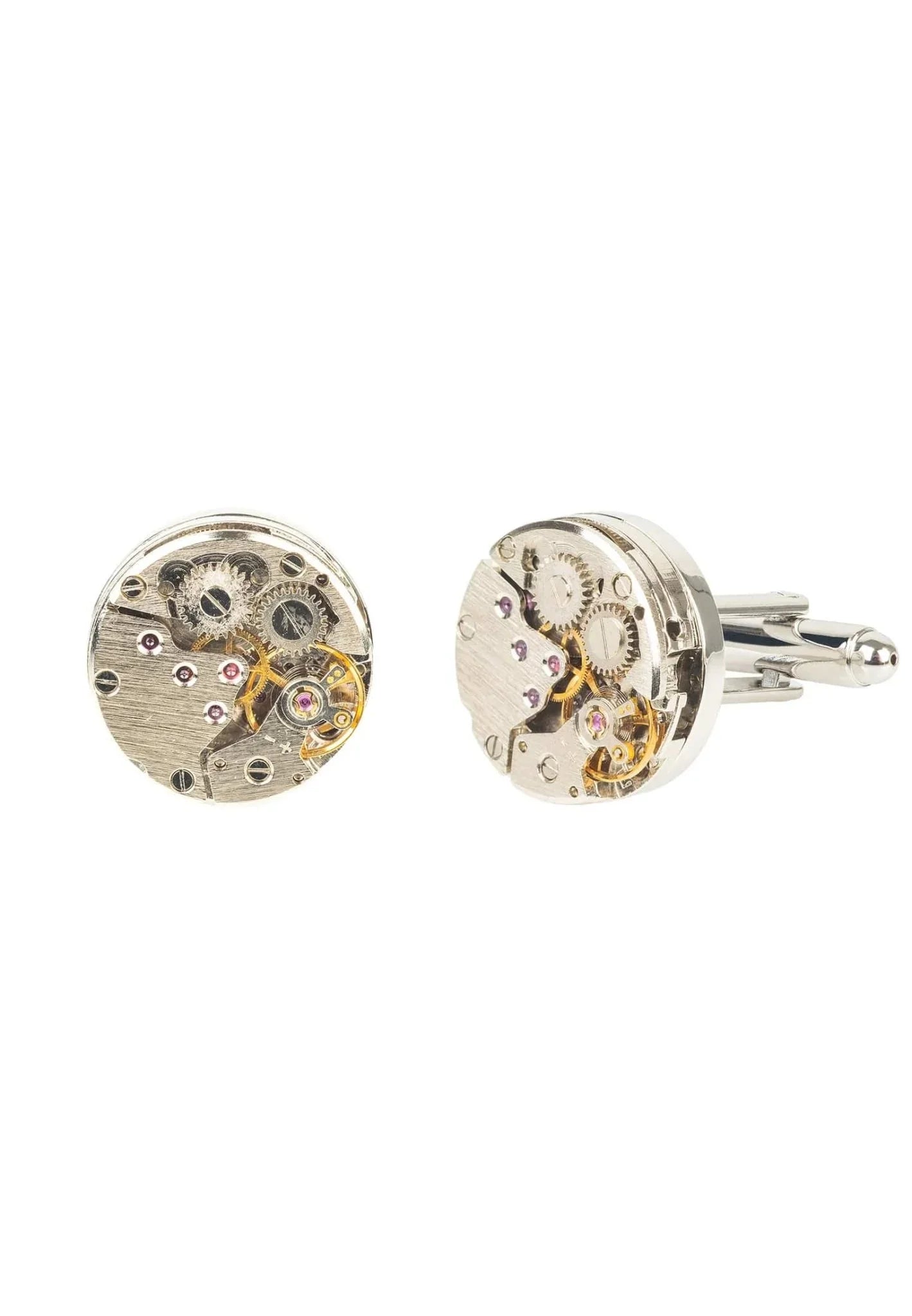 Watch Movement Cufflink Silver