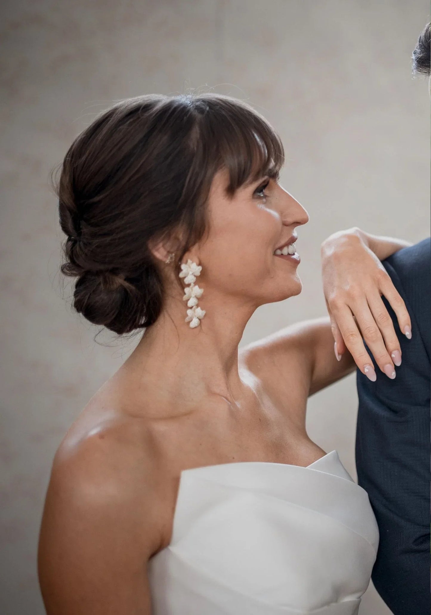 Jasmine Flower Triple Drop Earrings Gold