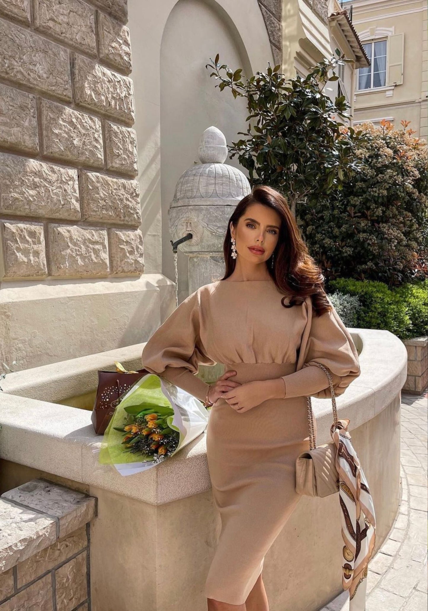 Jasmine Flower Triple Drop Earrings Rosegold