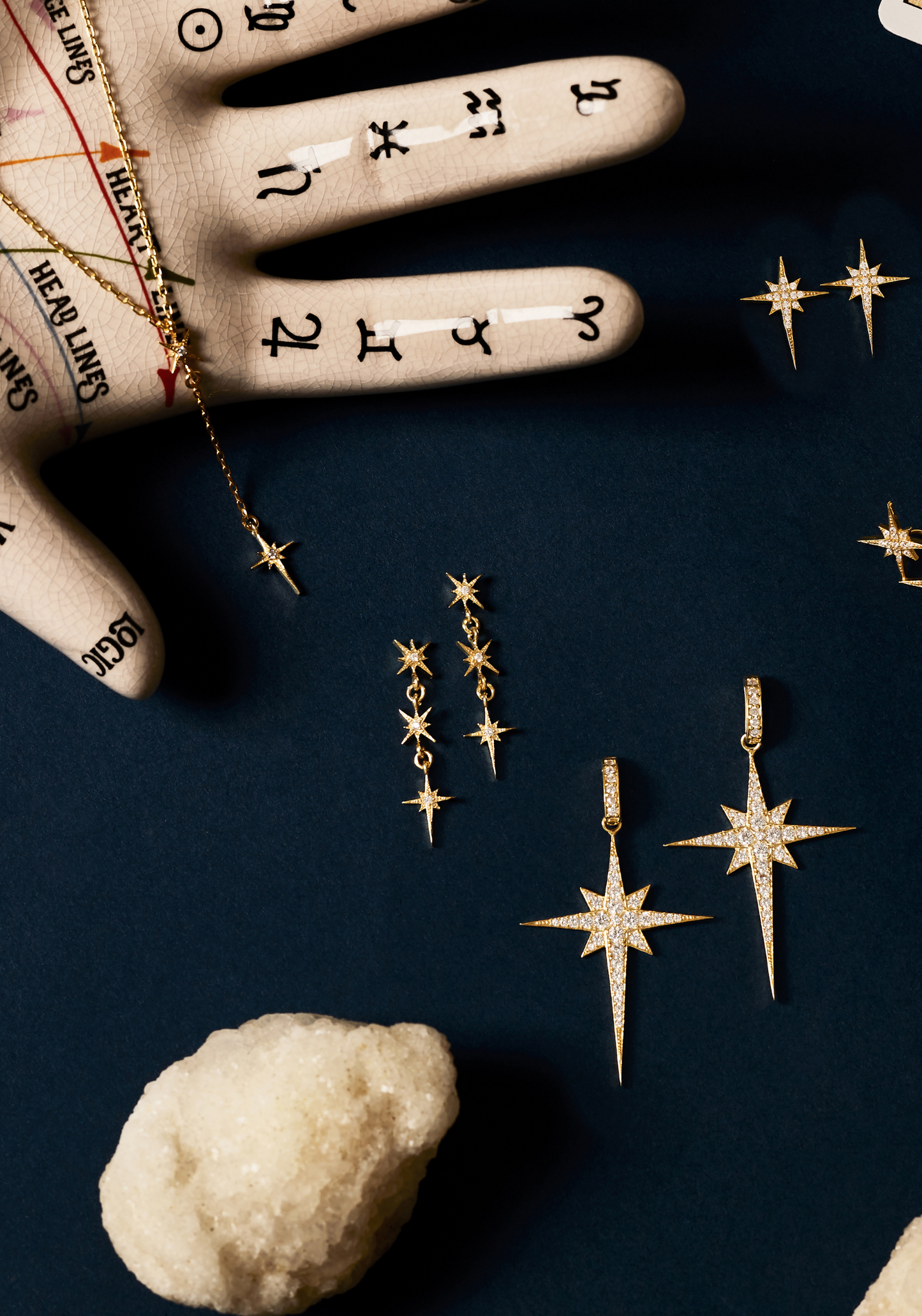 North Star Burst Large Drop Earrings Silver