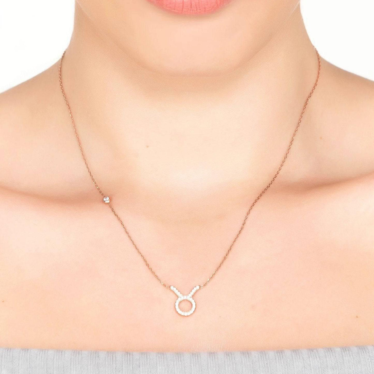 Zodiac Star Sign Pendant Necklace Silver Taurus