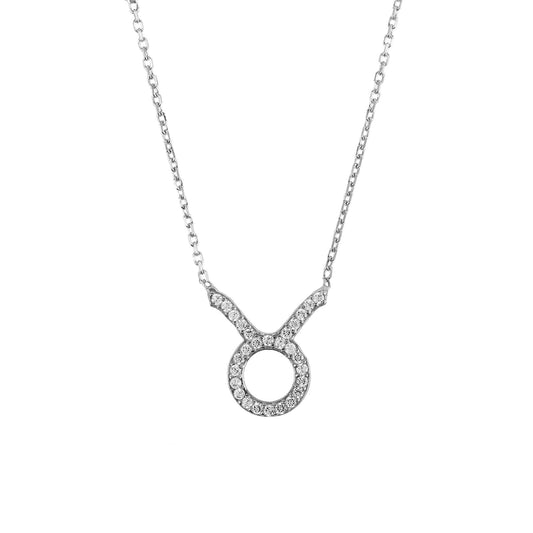 Zodiac Star Sign Pendant Necklace Silver Taurus